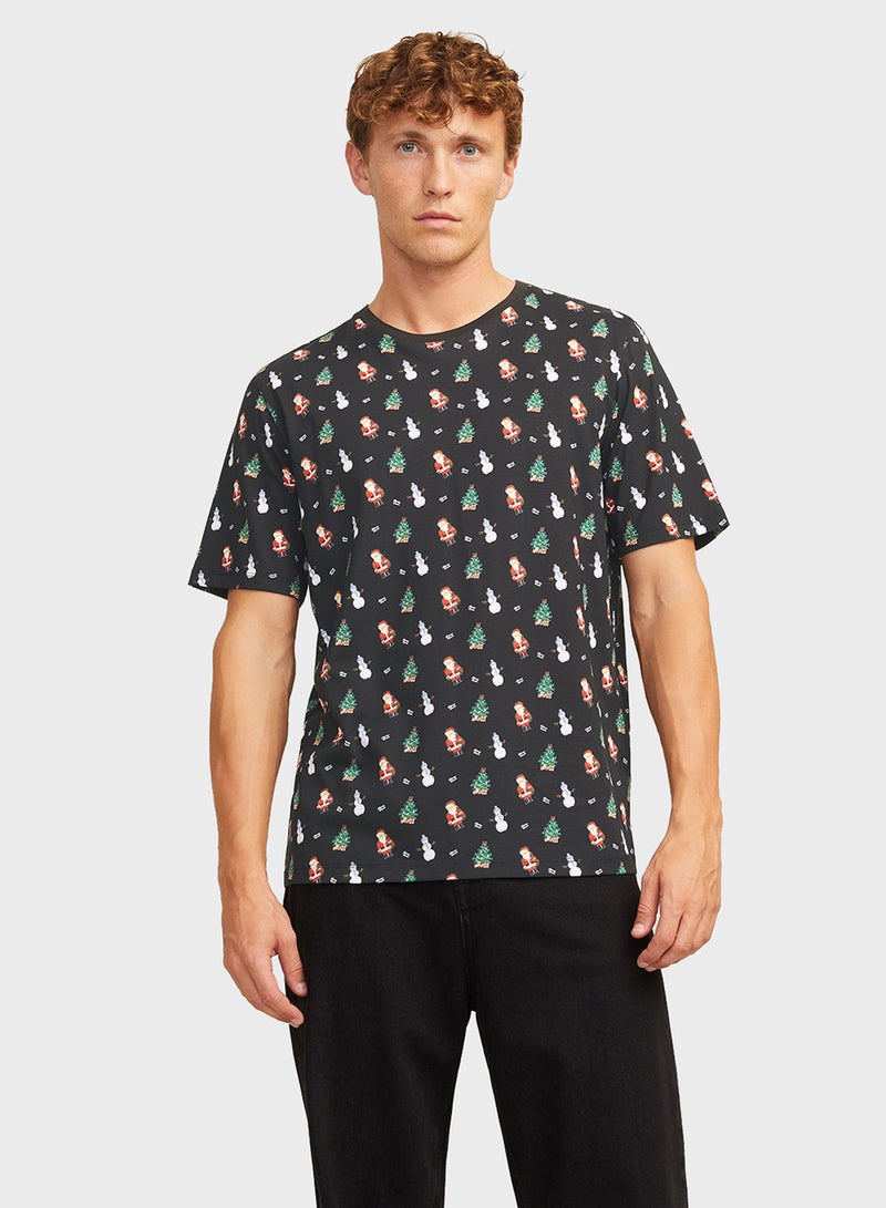 Christmas All Over Printed Crew Neck T-Shirt