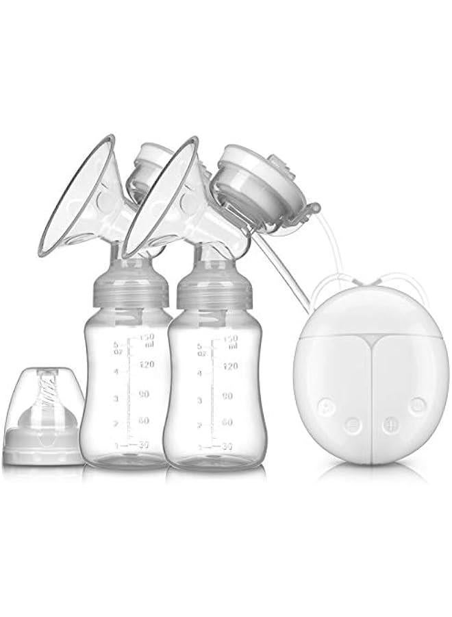 Automatic Breast Pump - Double Electric Breast Pump - Portable Breastpump 3 Modes, 9 Levels，White