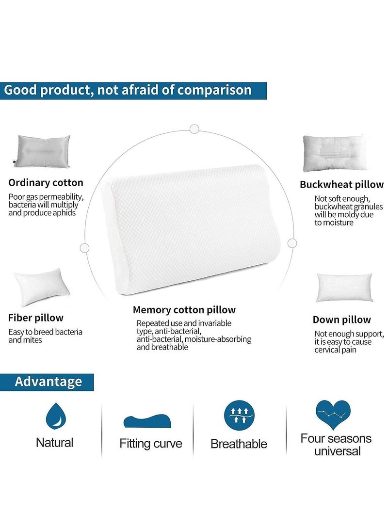 Orthopedic Memory Foam Pillows Supports Neck Pain and Shoulder Pain for Sleeping with Washable Cover, (L48xW30xH9.5 CM) Pack of 1