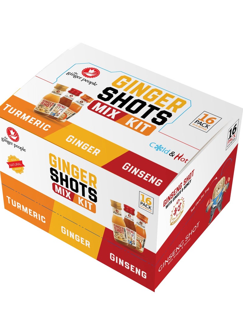 Mix Shot Set | Ginger, Ginseng, and Turmeric Shots Pack of 16