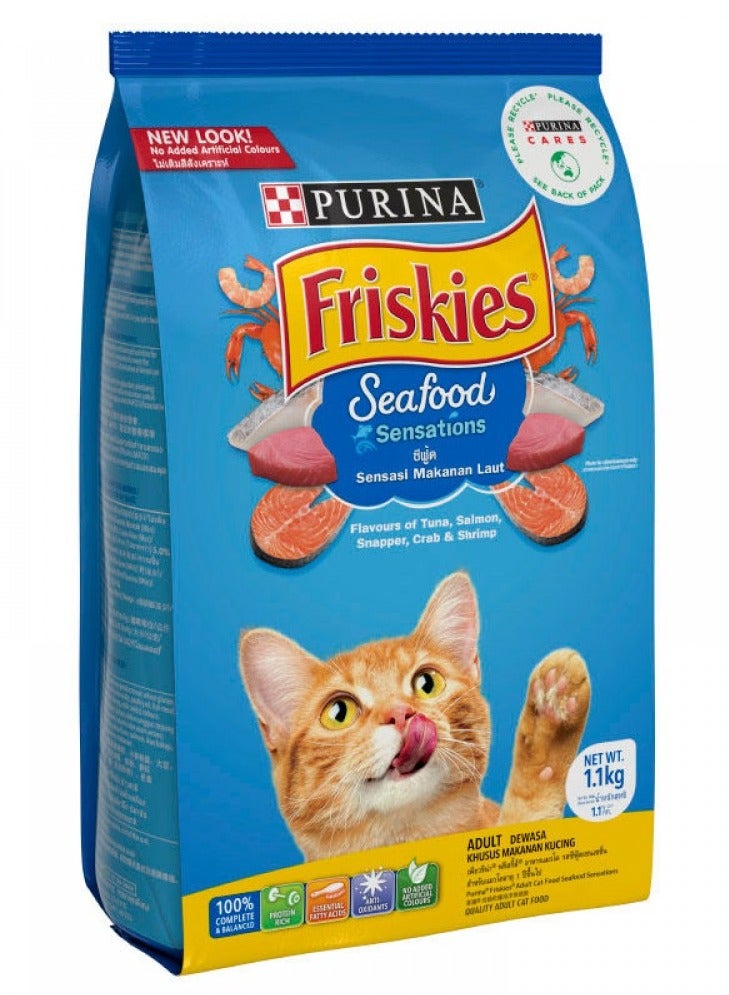 Purina Friskies Seafood Sensations Dry Food Assorted Flavor for Adult Cats 1 kg