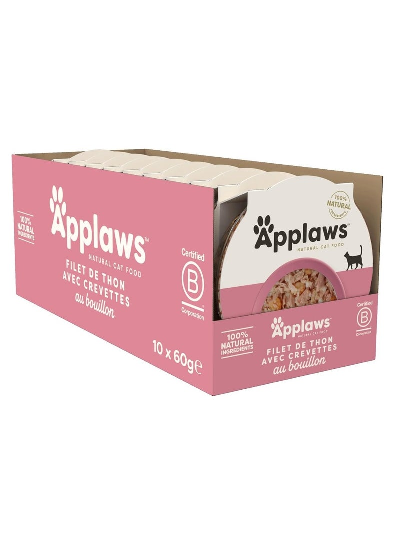 Applaws, Cat Wet Food, Tuna with Prawn Pot Flavor - 1 box, 10pcs X 60g