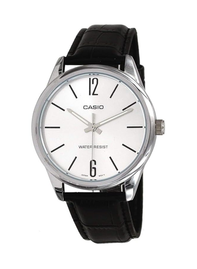 Casio MTP-V005L-7B Men's Black Leather Band Silver Dial Casual Analog Watch