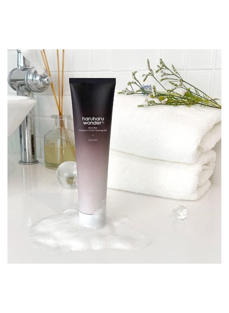 Haruharu Wonder Black Rice Moisture 5.5 Soft Cleansing Gel 100ml Fermented Black Rice Face Wash Foam Cleanser 100ml