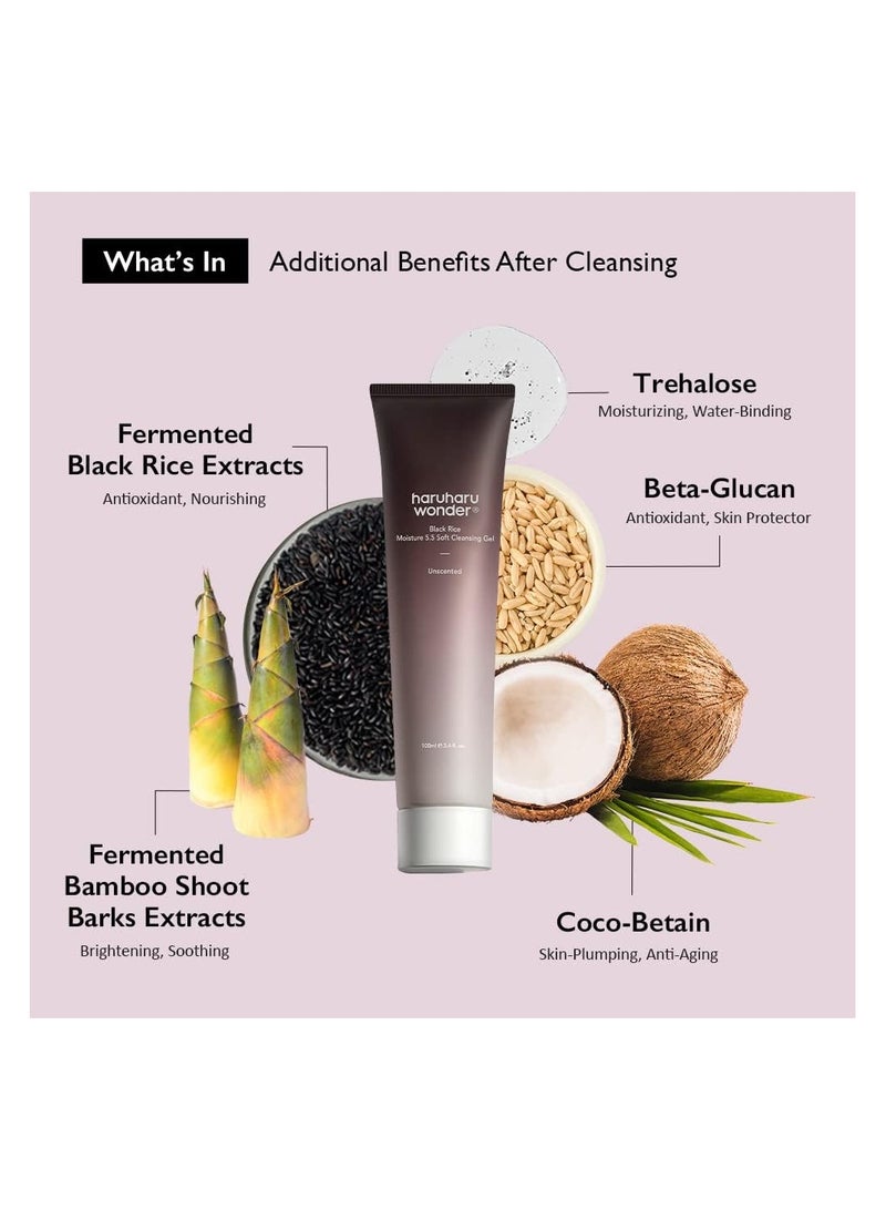 Haruharu Wonder Black Rice Moisture 5.5 Soft Cleansing Gel 100ml Fermented Black Rice Face Wash Foam Cleanser 100ml