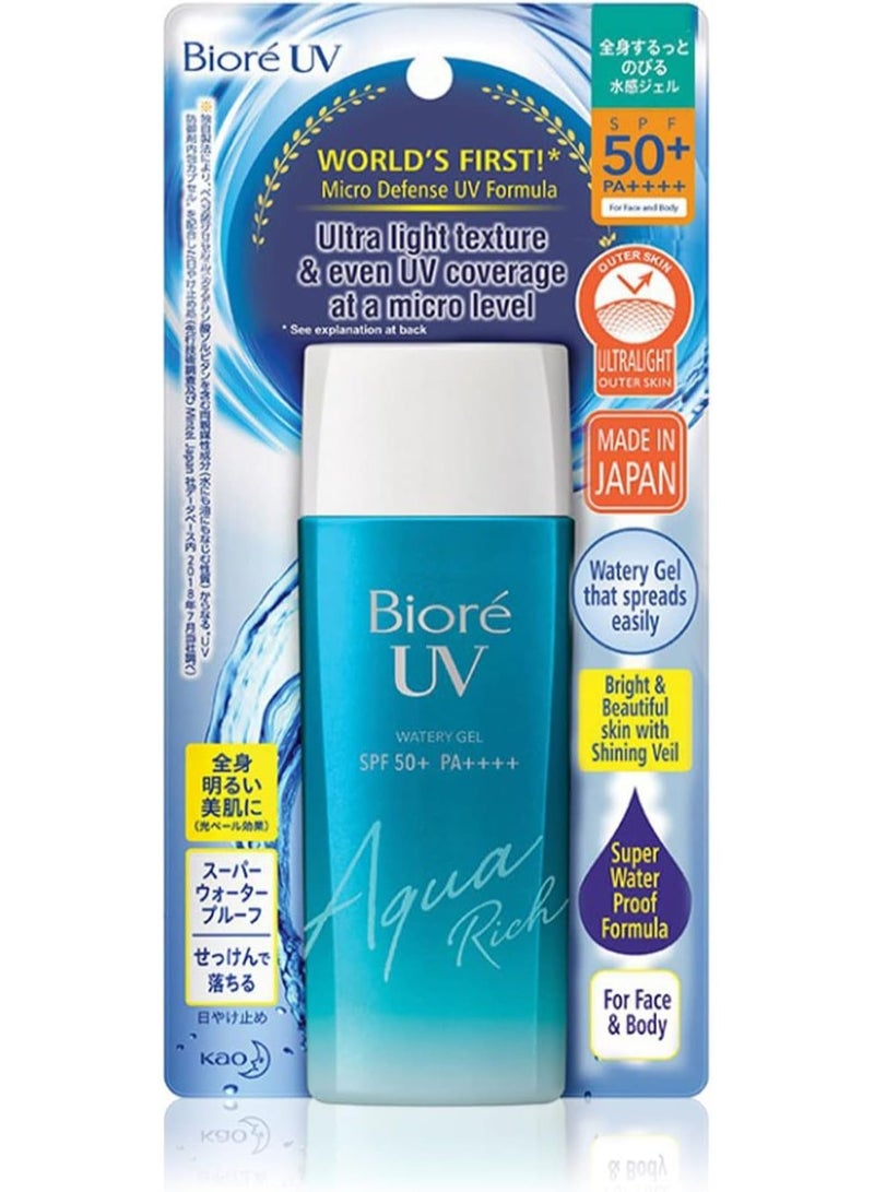 Biore UV Aqua Rich Watery Gel Sunscreen SPF 50+ 90g,Pack of 2