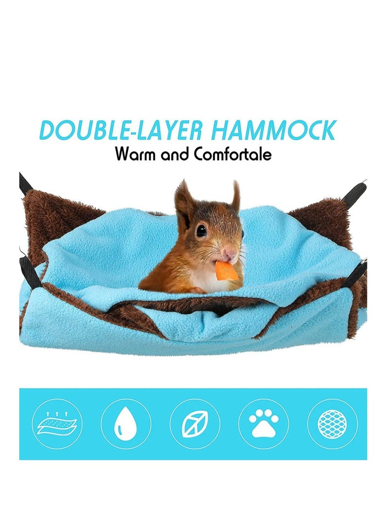 Cat Bed Small Pet Cage Hammock Triple-Layer Pet Hammock Fleece Cage Hanging Bed House Sugar Glider Hammock Bed for Chinchilla Parrot G uinea-P IG Ferret Squirrel Hamster Rat Blue