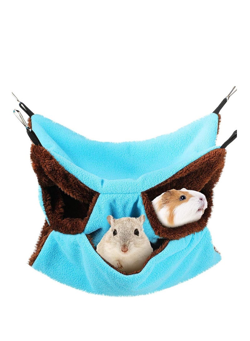 Cat Bed Small Pet Cage Hammock Triple-Layer Pet Hammock Fleece Cage Hanging Bed House Sugar Glider Hammock Bed for Chinchilla Parrot G uinea-P IG Ferret Squirrel Hamster Rat Blue