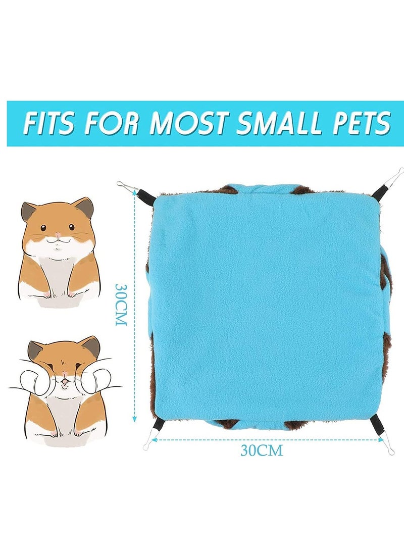 Cat Bed Small Pet Cage Hammock Triple-Layer Pet Hammock Fleece Cage Hanging Bed House Sugar Glider Hammock Bed for Chinchilla Parrot G uinea-P IG Ferret Squirrel Hamster Rat Blue