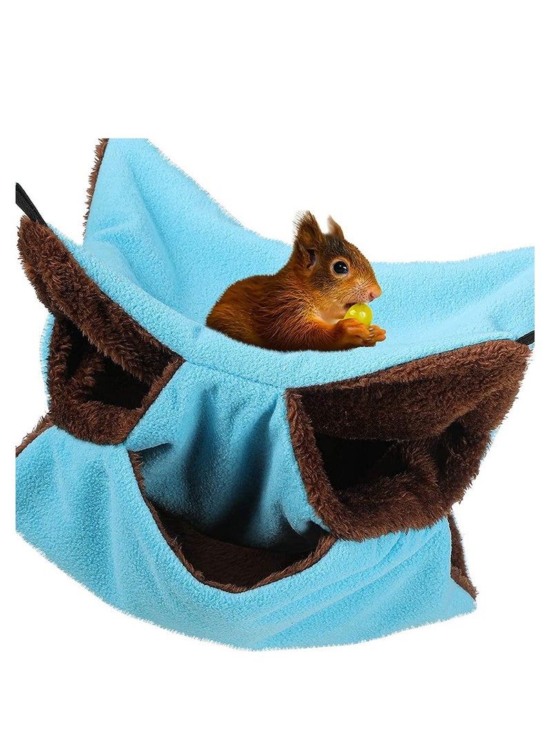 Cat Bed Small Pet Cage Hammock Triple-Layer Pet Hammock Fleece Cage Hanging Bed House Sugar Glider Hammock Bed for Chinchilla Parrot G uinea-P IG Ferret Squirrel Hamster Rat Blue