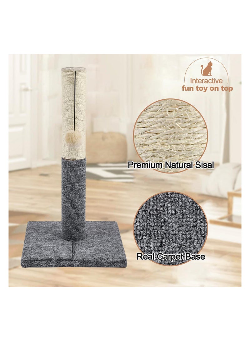 Cat Scratching Post Made of Sisal Rope with Hanging Toy Suitable for Small and Large Cats and Suitable for Protecting Furniture from Scratching by Gluckluz Grey