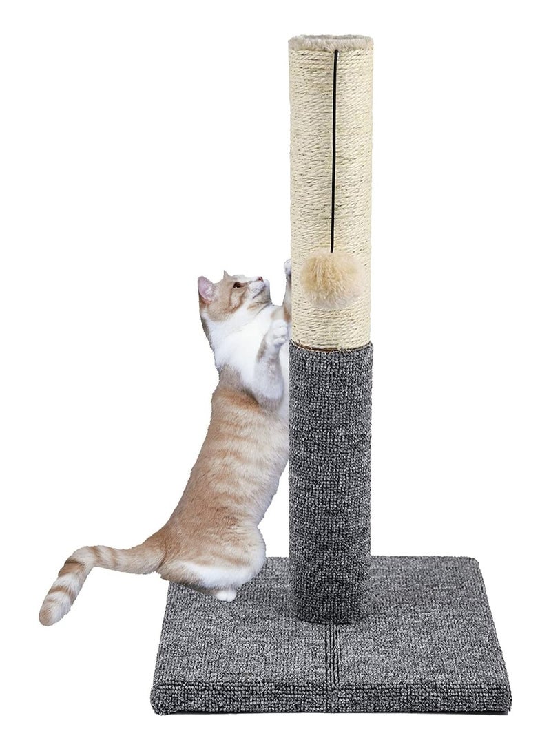 Cat Scratching Post Made of Sisal Rope with Hanging Toy Suitable for Small and Large Cats and Suitable for Protecting Furniture from Scratching by Gluckluz Grey