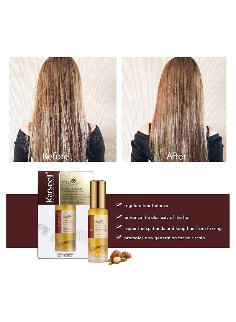 Karseell Collagen Hair Treatment - Deep Repair Mask 500ml - Argan Oil Hair Serum for Dry Damaged Hair 50ml - All Hair Types