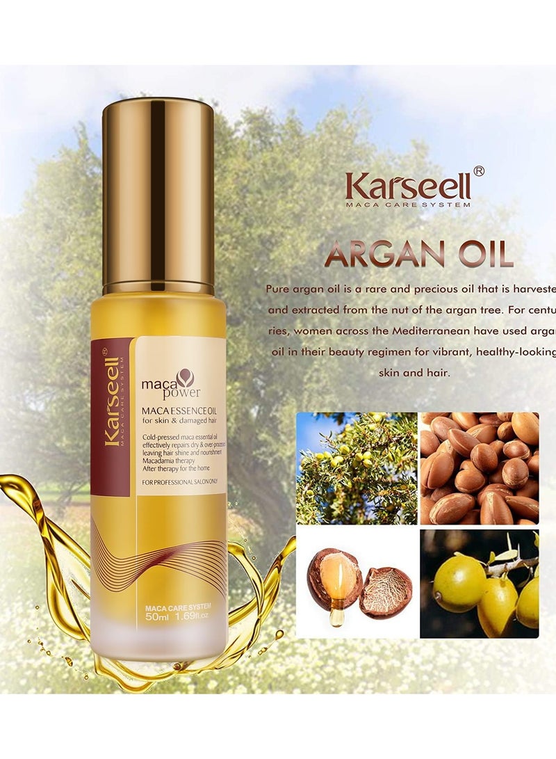 Karseell Collagen Hair Treatment - Deep Repair Mask 500ml - Argan Oil Hair Serum for Dry Damaged Hair 50ml - All Hair Types