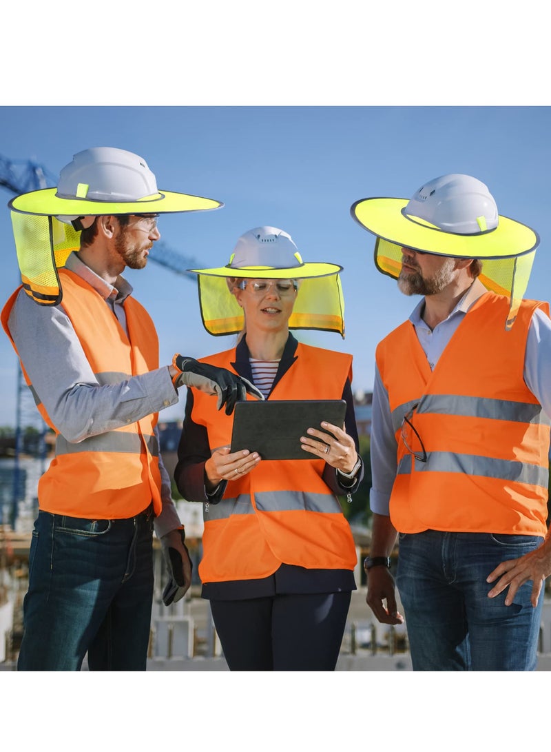 10 Pack Hard Hat Sun Shade Full Brim, High Visibility Hard Hat Visor with Reflective Strip for Construction Sites, Hard Hat Accessories (Hard Hat Not Included)