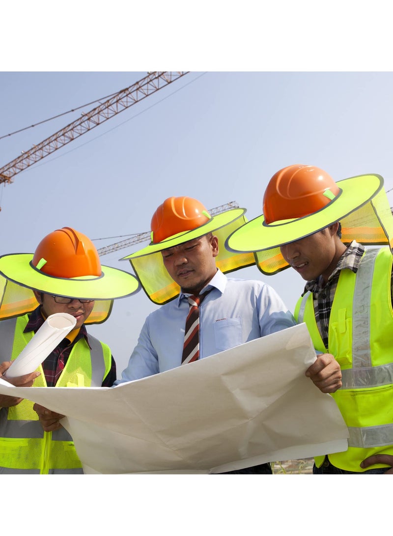 10 Pack Hard Hat Sun Shade Full Brim, High Visibility Hard Hat Visor with Reflective Strip for Construction Sites, Hard Hat Accessories (Hard Hat Not Included)