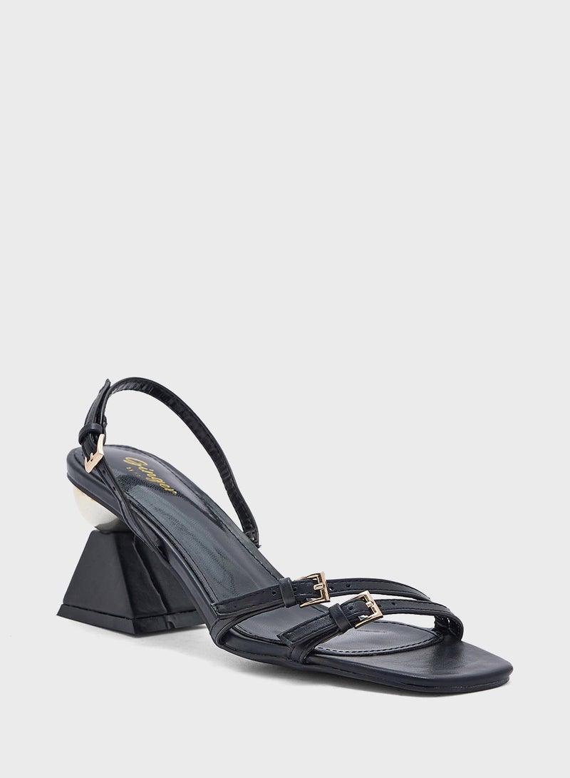 Interest Heel Back Strap Heel Sandal