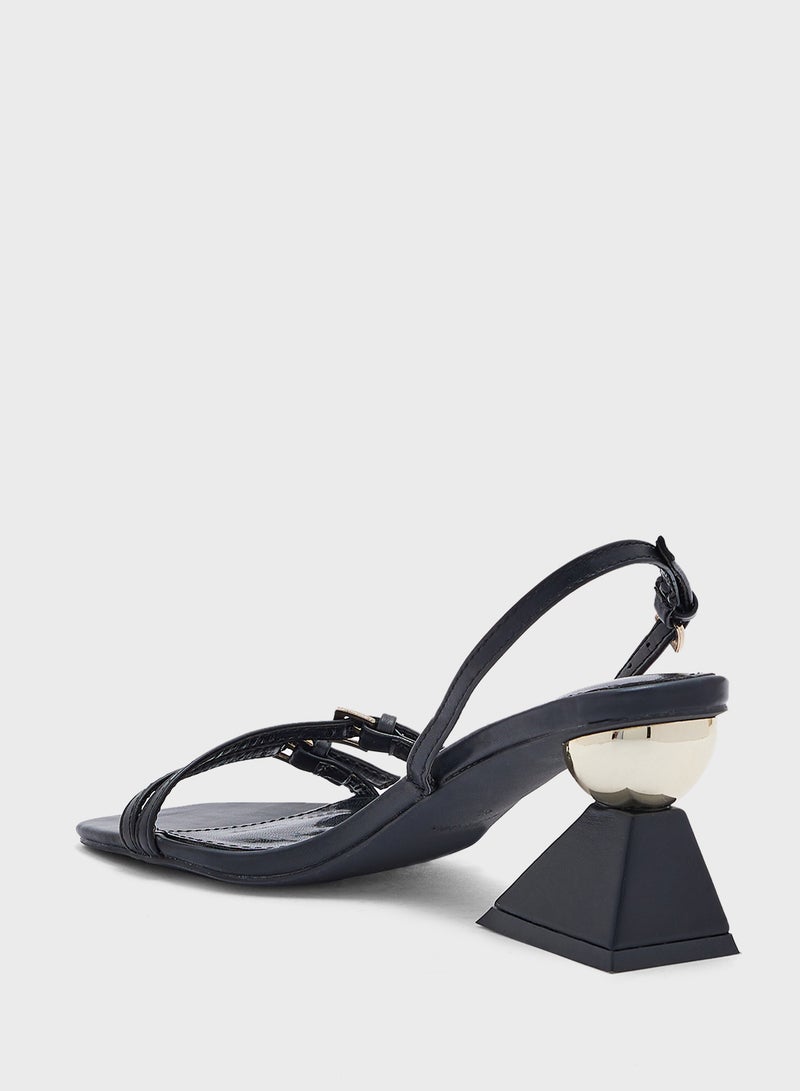 Interest Heel Back Strap Heel Sandal