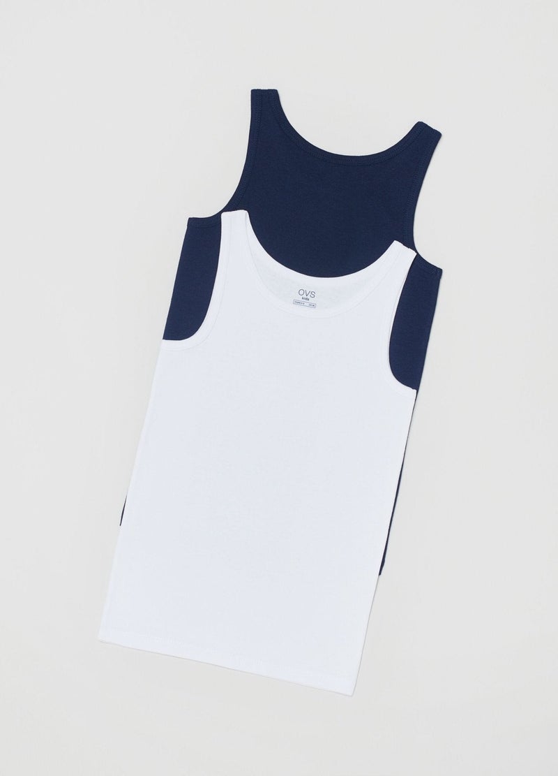 Ovs Two-Pack Racer Back Vests With Round Neck