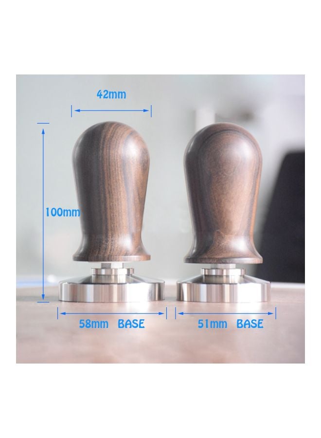 Wooden Coffee Tamper Brown/Silver 100x42x51mm