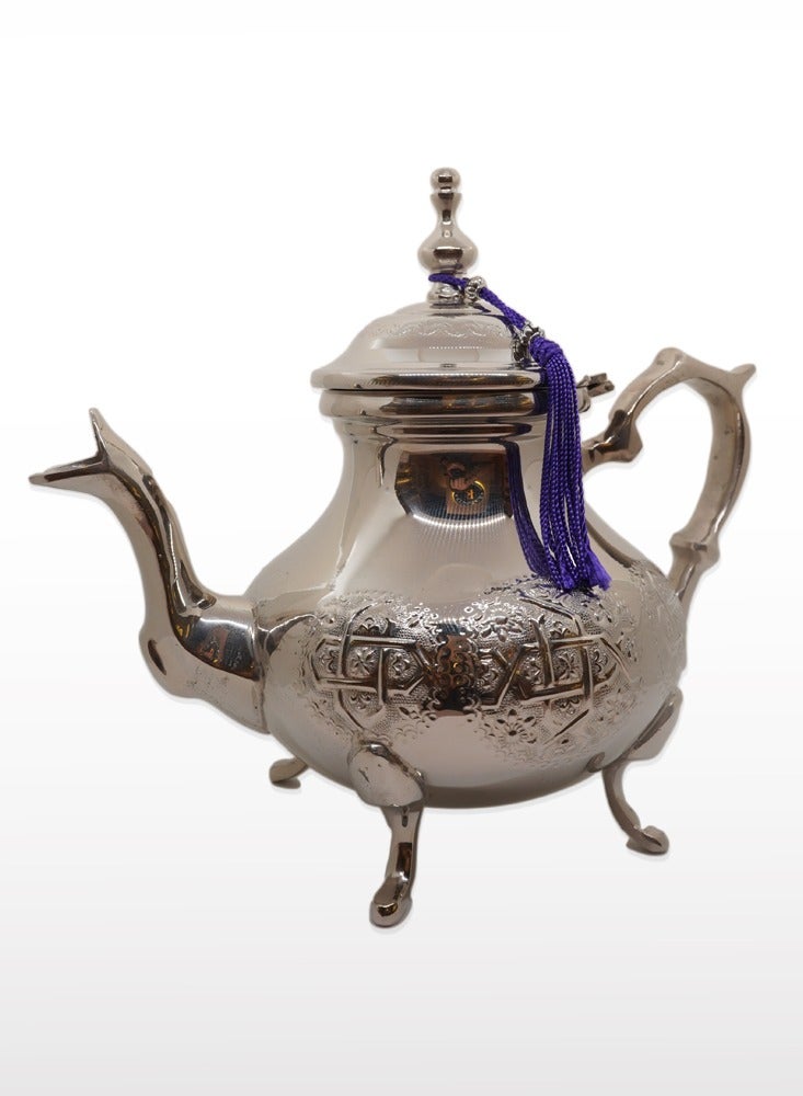 Moroccan Teapot, Handcrafted, Stainless Steel (Large, 1 Litre, Serves 8 Cups)