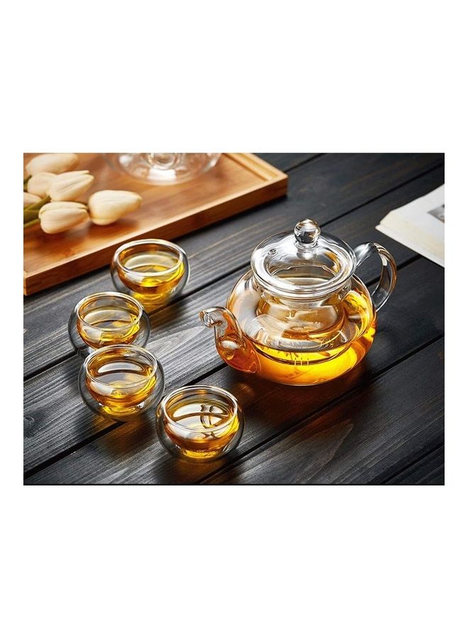 Heat Resistant Glass Teapot Set Clear 600ml