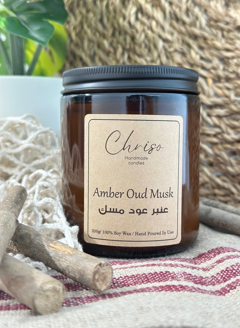 Amber Oud Musk Scented Candle 200g Hand Poured In United Arabic Emirates