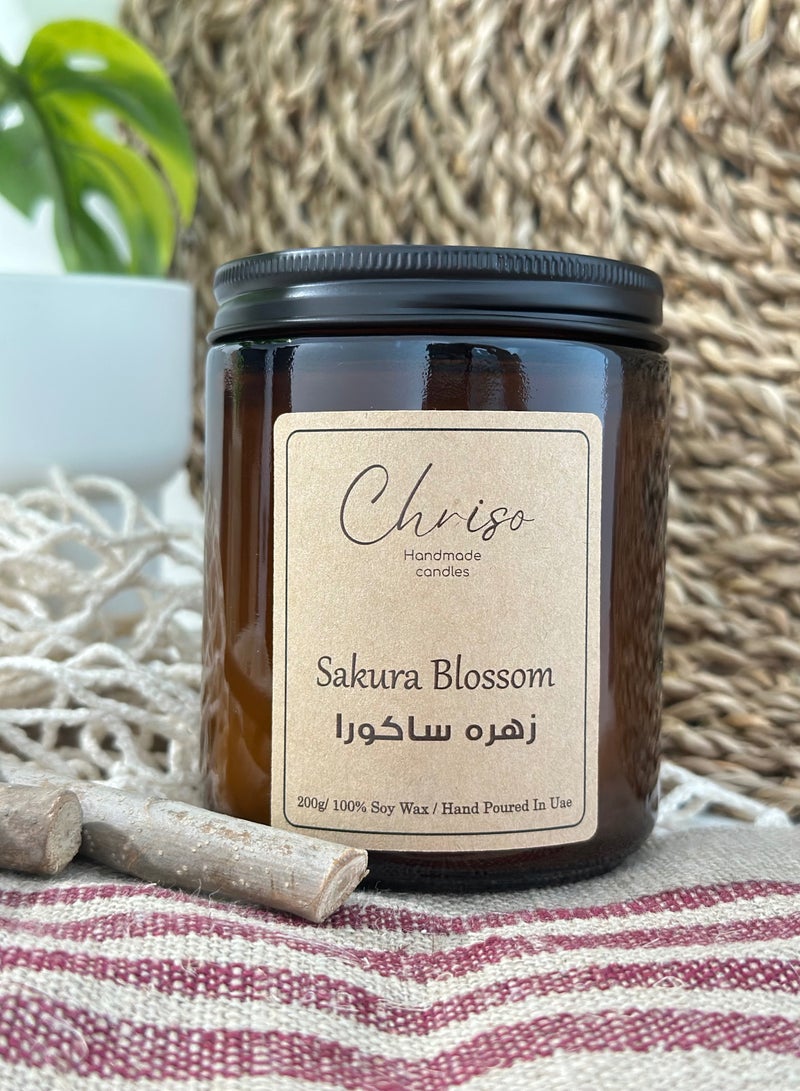 Sakura Blossom Scented Candle 200g Hand Poured In United Arab Emirates