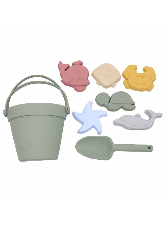 8 Pcs Silicone Beach Toys with Portable Beach Bag,Summer Kids Beach Set with Sand Toy Molds Shovel Bucket Set, Beach Sand Toys Toddler Sandbox Toys for Girl Kids Outdoor