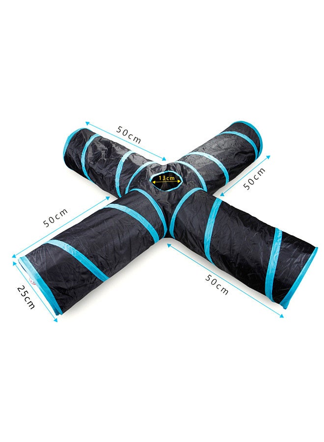 Cat Tunnel 4 Way Pet Play Tunnel Collapsible Tunnel Toy for Cats Dogs Rabbits Pets