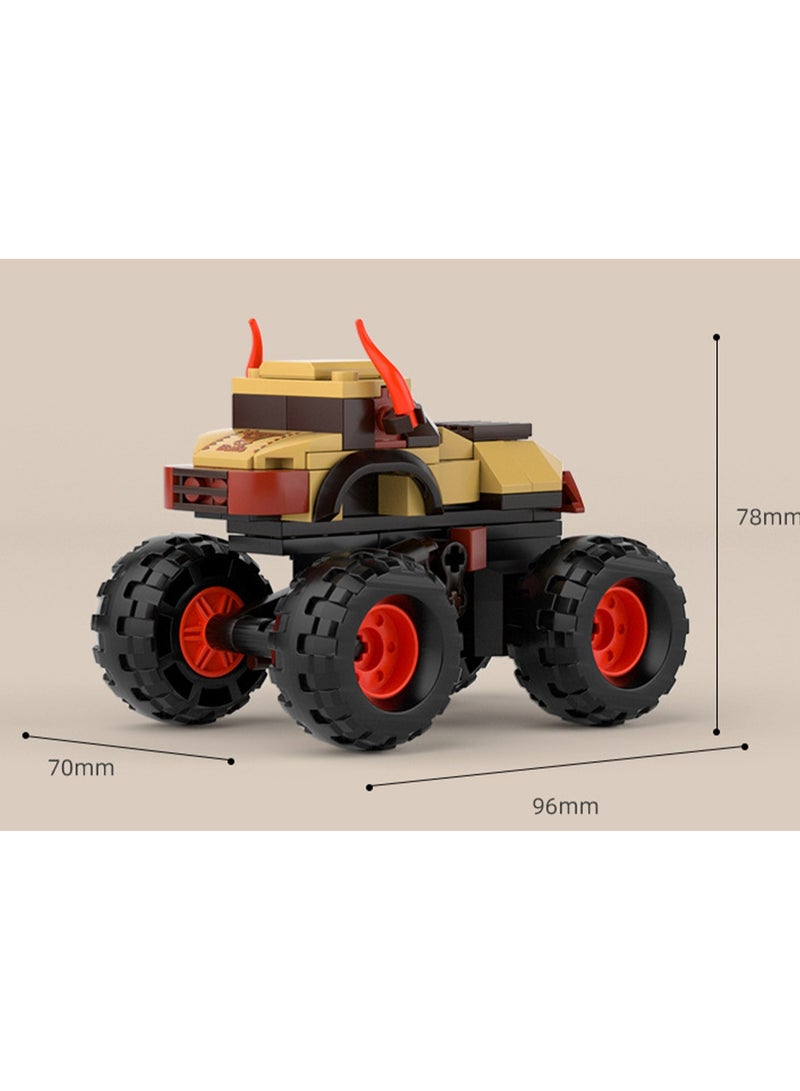 Red Pull Back Off-Road Vehicle Model Set Building Blocks Creative Diy Assembly Building Assembly Children'S Toy