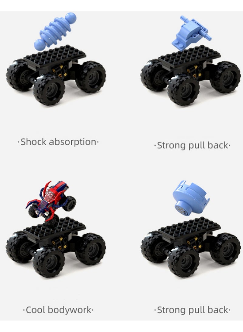 Red Pull Back Off-Road Vehicle Model Set Building Blocks Creative Diy Assembly Building Assembly Children'S Toy