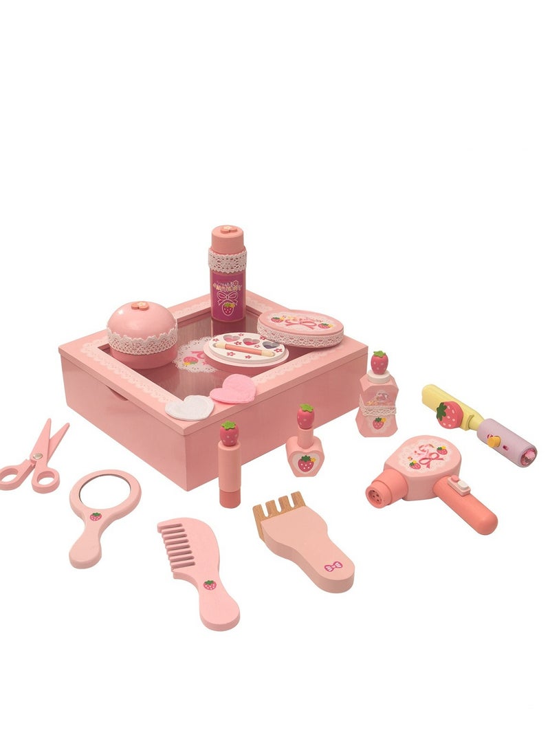 Girl Makeup Bag Wooden Simulation Toy Gift Set Makeup Toys