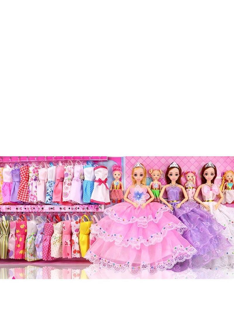 Children's Dress up Doll Set Gift Box, Girl Princess Dream Wardrobe