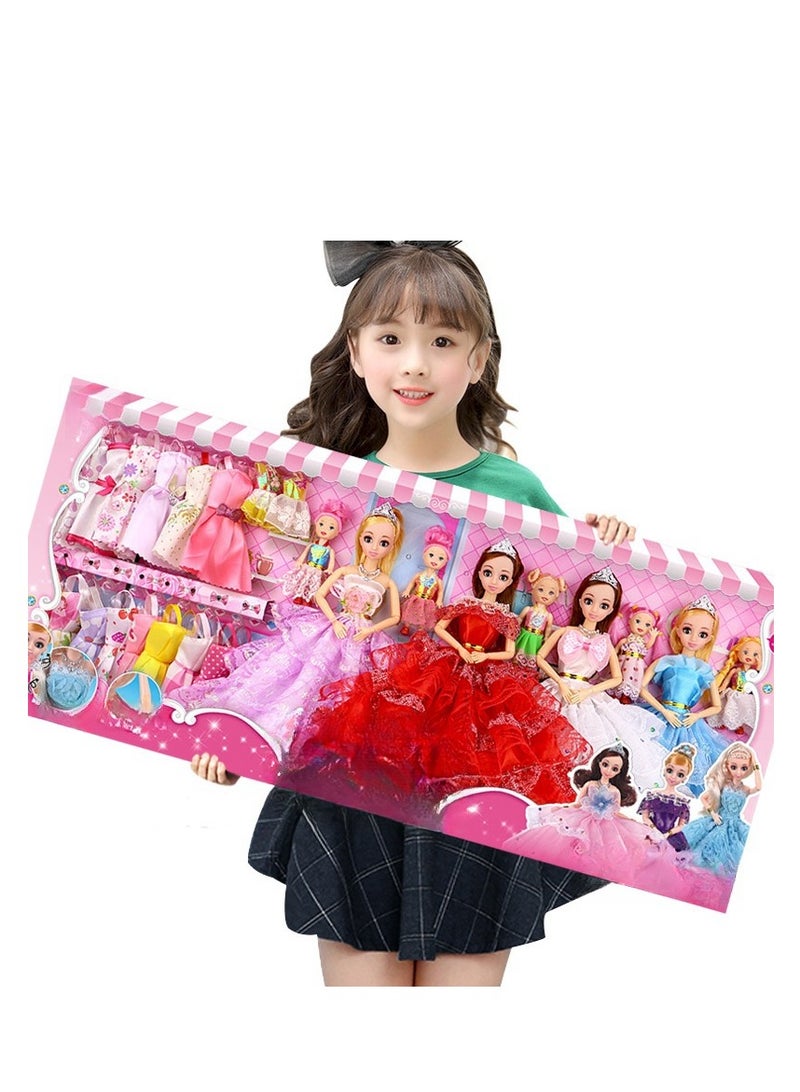 Children's Dress up Doll Set Gift Box, Girl Princess Dream Wardrobe