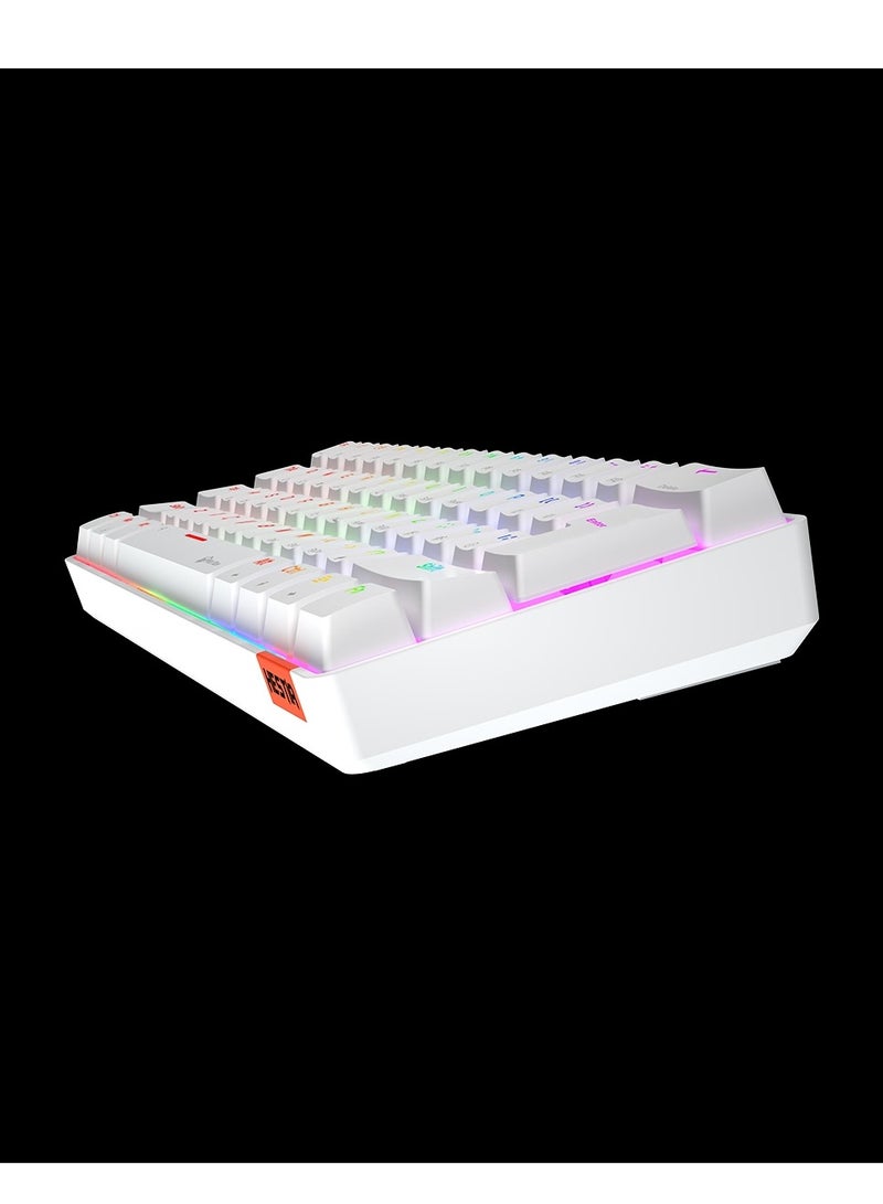 MT-MK005BT 60% Gaming Keyboard Wireless Keybroad 12 Multimedia Shortcuts Keys Bluetooth Keybroad With True Mechanical Fixed Shaft LED Backlight Brightness Adjustable Anti-Ghosting Mechanical Keyboard For Windows And Mac White