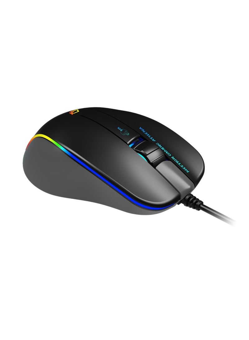 MT-GM23_2023 RGB Circulation Backlit Gaming Mouse 12800 DPI Tracking Gaming Mouse Programmable Customized RGB Light 3d Non-slip Roller Gaming Mouse Black