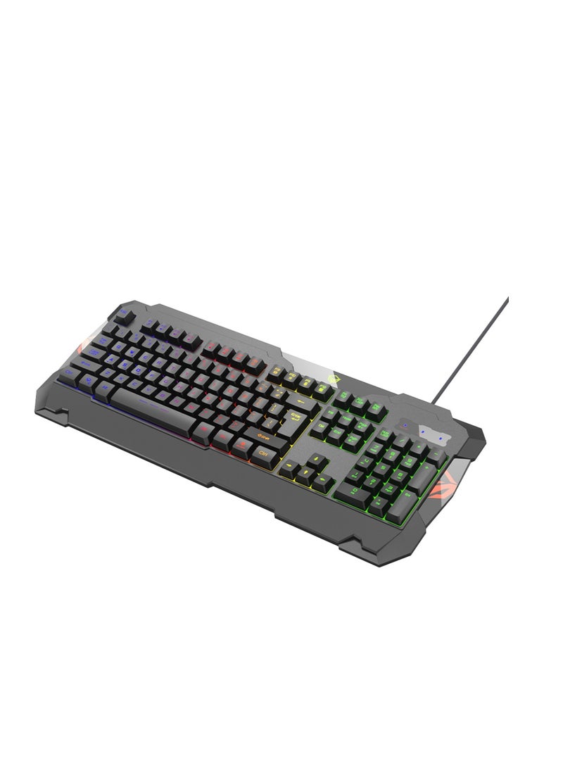 MT-C505 4 in 1 Gaming Combo Kit Anti Ghost RGB Gaming Keyboard 5+1 Buttons 3200DPI Gaming Mouse, Backlit Gaming Headphone With Omni Directional Microphone, High Precision Gaming Mouse Pad