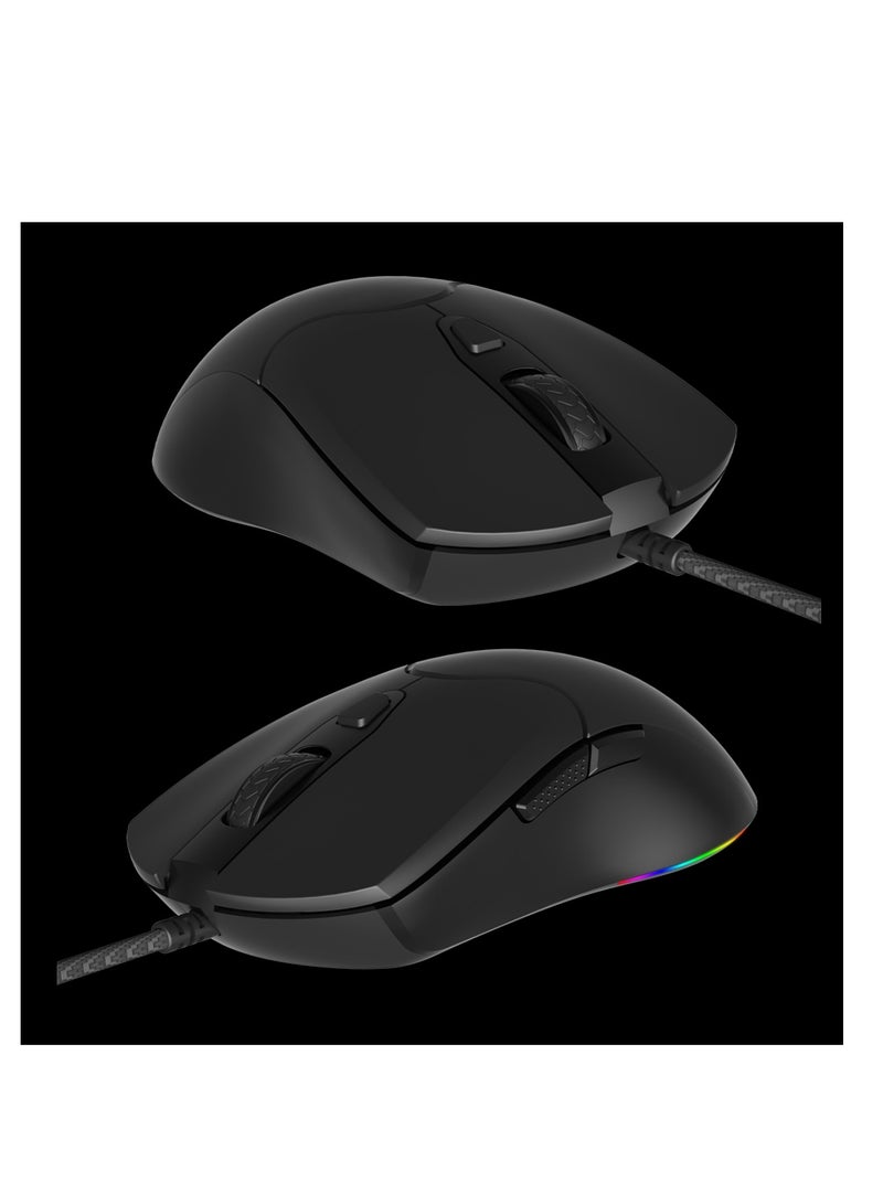 MT-GM21_2023 RGB Backlit Gaming Mouse Fastest Gaming Mouse Switch 12000 CPI Optical Sensor Programmable Customized RGB Light 6D Soft-Touch Plastic