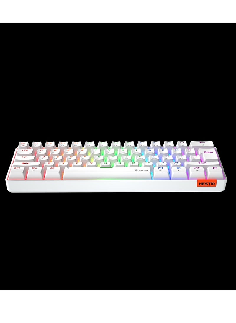 MT-MK005 60% Gaming Keyboard 12 Multimedia Shortcuts Keys With True Mechanical Fixed Shaft LED Backlight Brightness Adjustable Wired Anti-Ghosting Mechanical Keyboard For Windows And Mac White