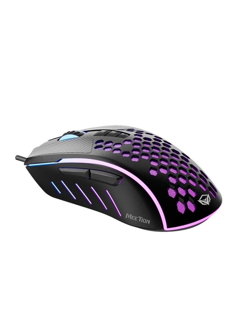 MT-GM015 RGB Gaming Mouse 6400 DPI Laser Sensor Tracking Gaming Mouse Programmable Customized RGB Light Matte Soft-Touch Plastic Gaming Mouse