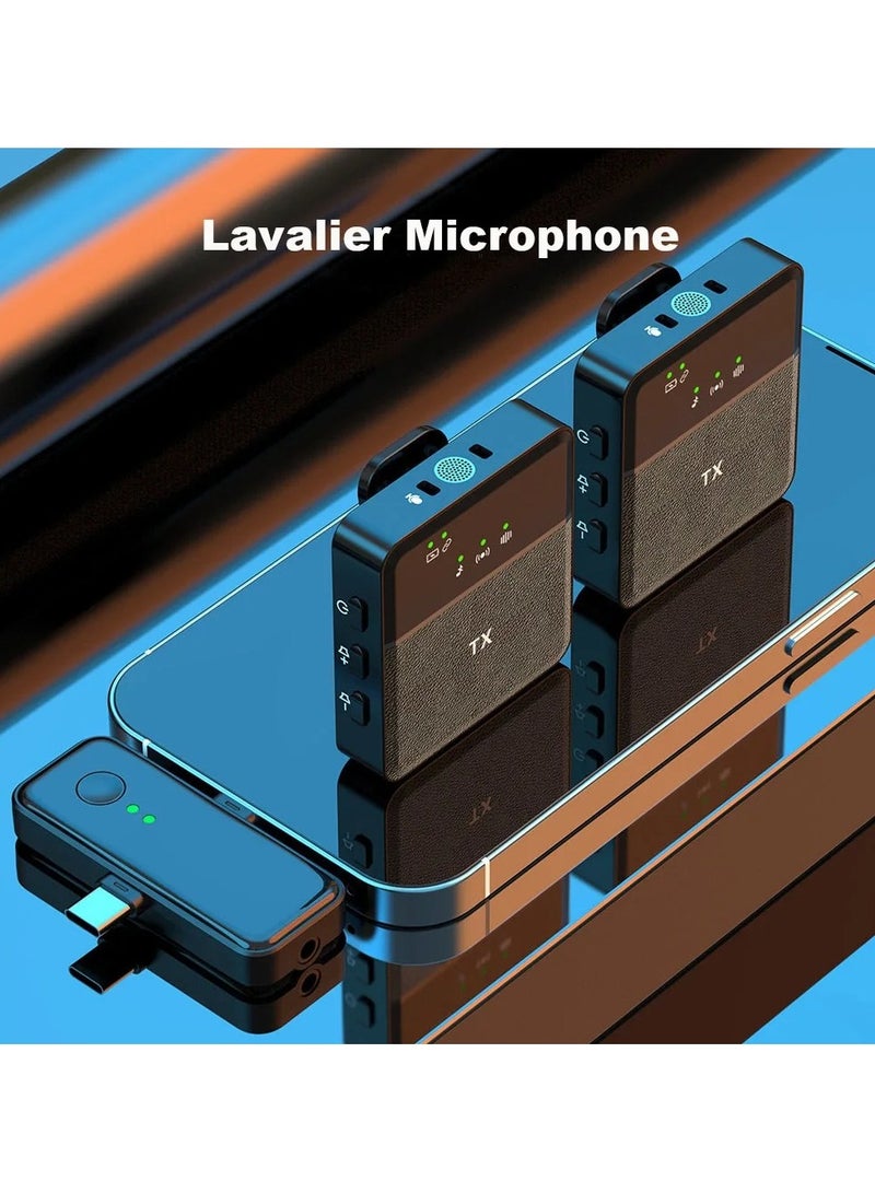 Wirel Laver Microphone System Dual Microphone Dual Receiver Noise Reduction Wi Display Sn 2.4ghz Wirel Transmission Profional Collar Clip Microphone Plug And Play