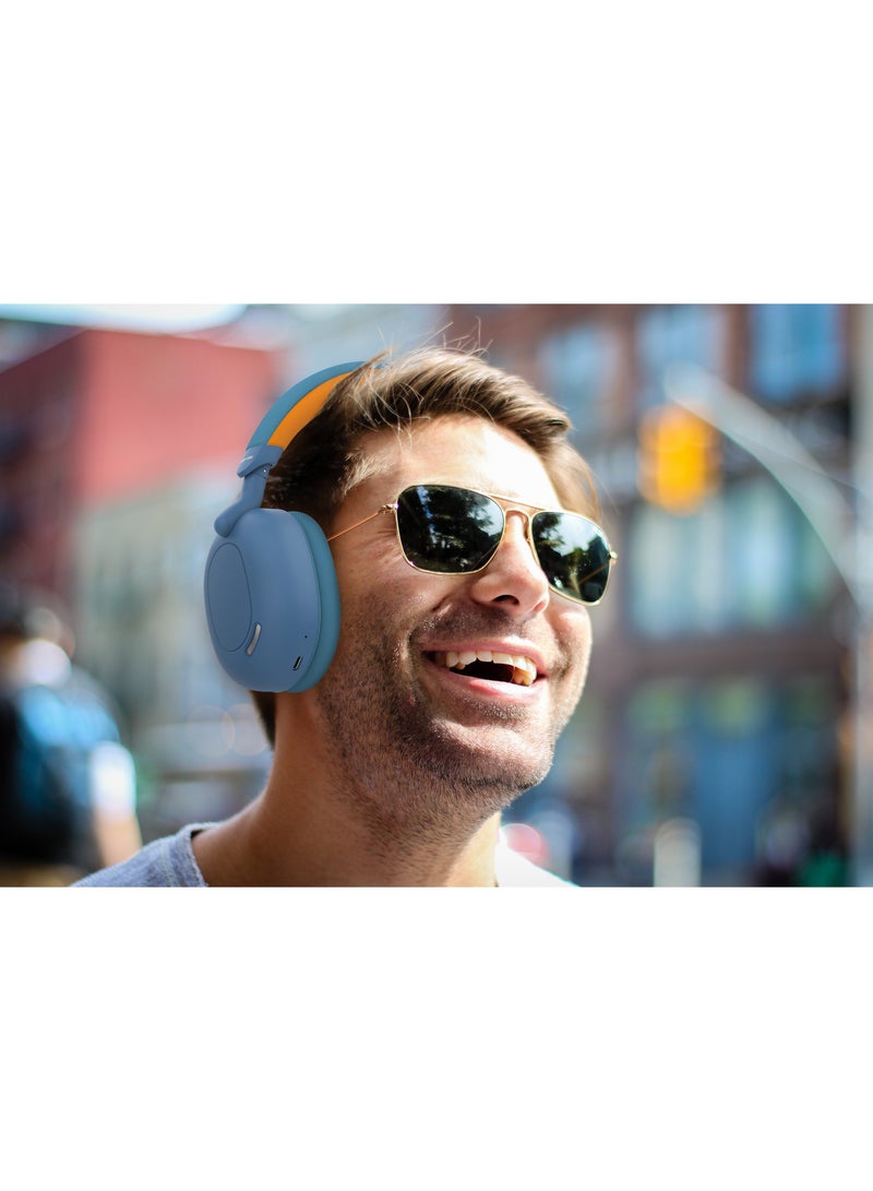 Sunstone Headphone / Long Hours Playing Time / Long-Range Working Distance / AUX Support / Microphone / V5.3 Bluetooth Version / 40mm Driver - Blue