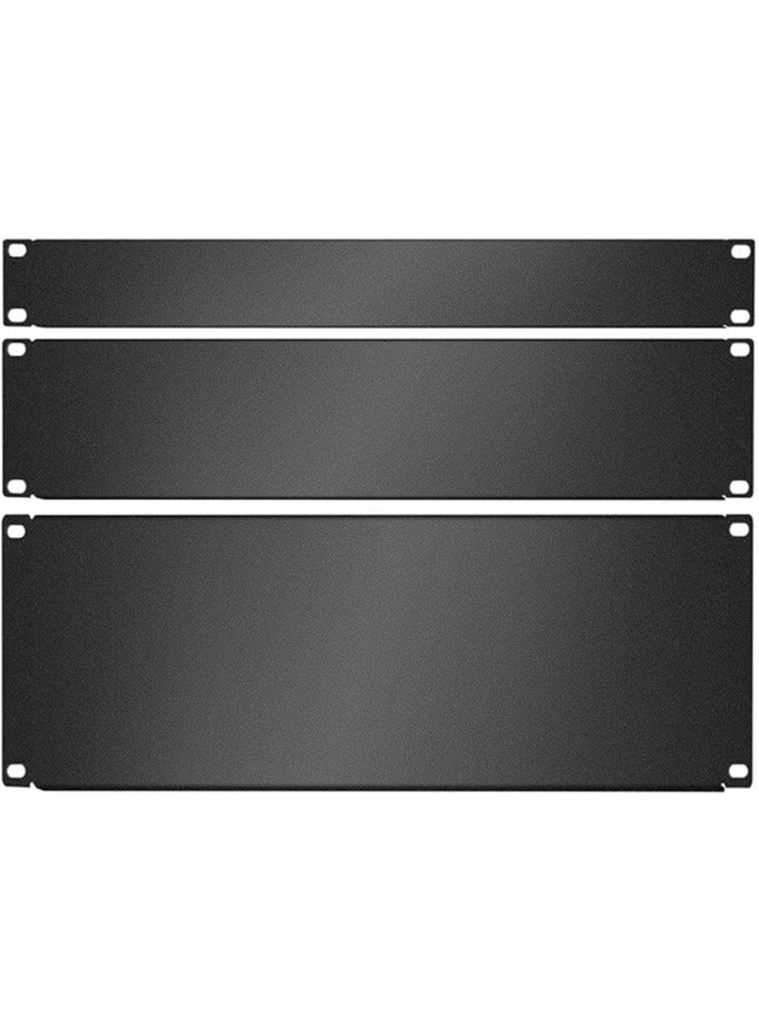 3 Pieces 1U,2U,4U Blank Panel Metal Rack Mount Filler Panel Mount Panel Spacer 19 Inches Rack Blanking Panel Kit for Enclosure Server Rack Cabinet Black