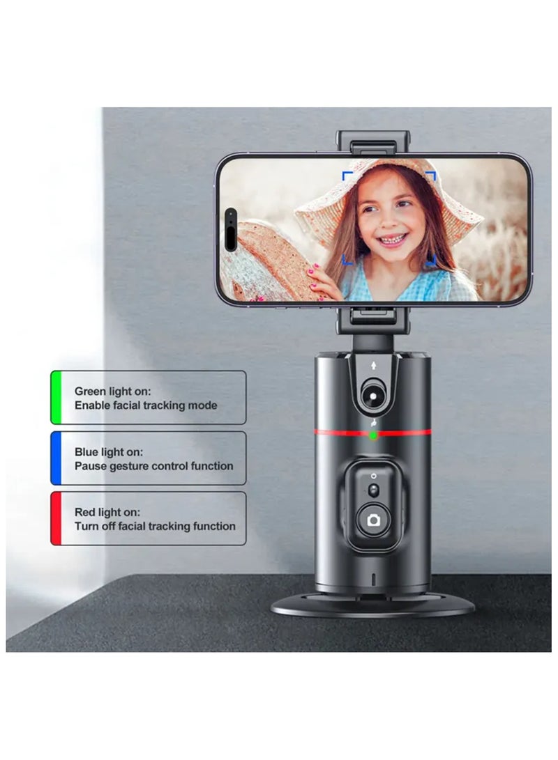 Auto Face Tracking Tripod 360° Rotation, Gesture Control, No App Needed. Phone Holder with Gimbal for Face and Body Camera Mount, Perfect for TikTok, Live Streaming, Selfies.