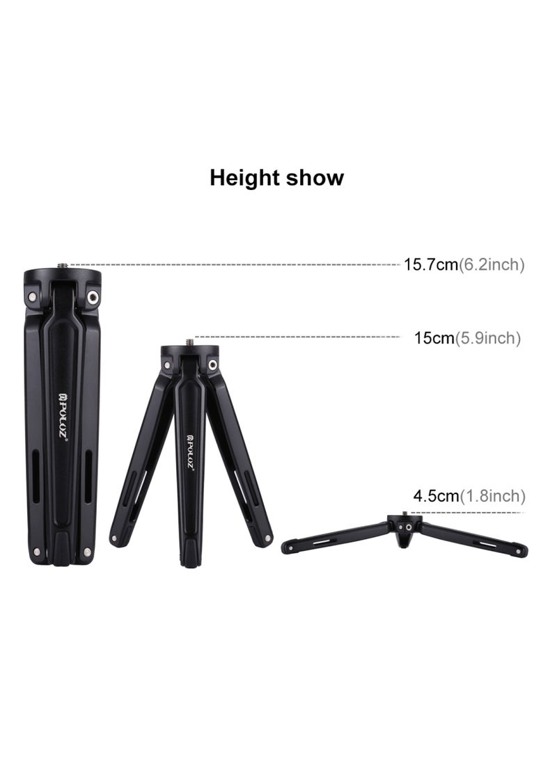 PULUZ Pocket Mini Metal Desktop Tripod Mount with 1/4 inch to 3/8 inch Thread Adapter Screw for DSLR & Digital Cameras, Adjustable Height: 4.5-15cm, Max Load: 20kg