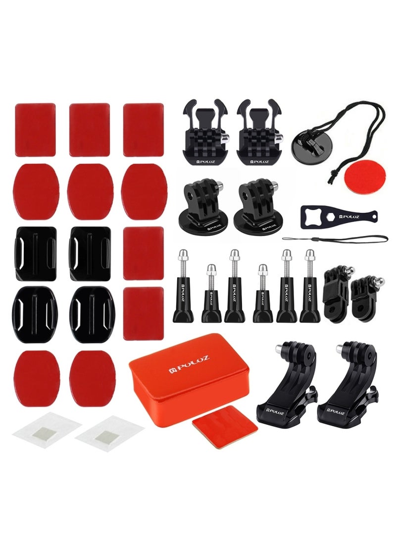 PULUZ 53 in 1 Accessories Total Ultimate Combo Kits with EVA Case (Chest Strap + Suction Cup Mount + 3-Way Pivot Arms + J-Hook Buckle + Wrist Strap + Helmet Strap + Extendable Monopod + Surface Mounts + Tripod Adapters + Storage Bag + Handlebar Mount) for GoPro HERO7 /6 / 5/ 5 Session /4 Session / 4/3 + / 3/2/1, Xiaoyi and Other Action Cameras