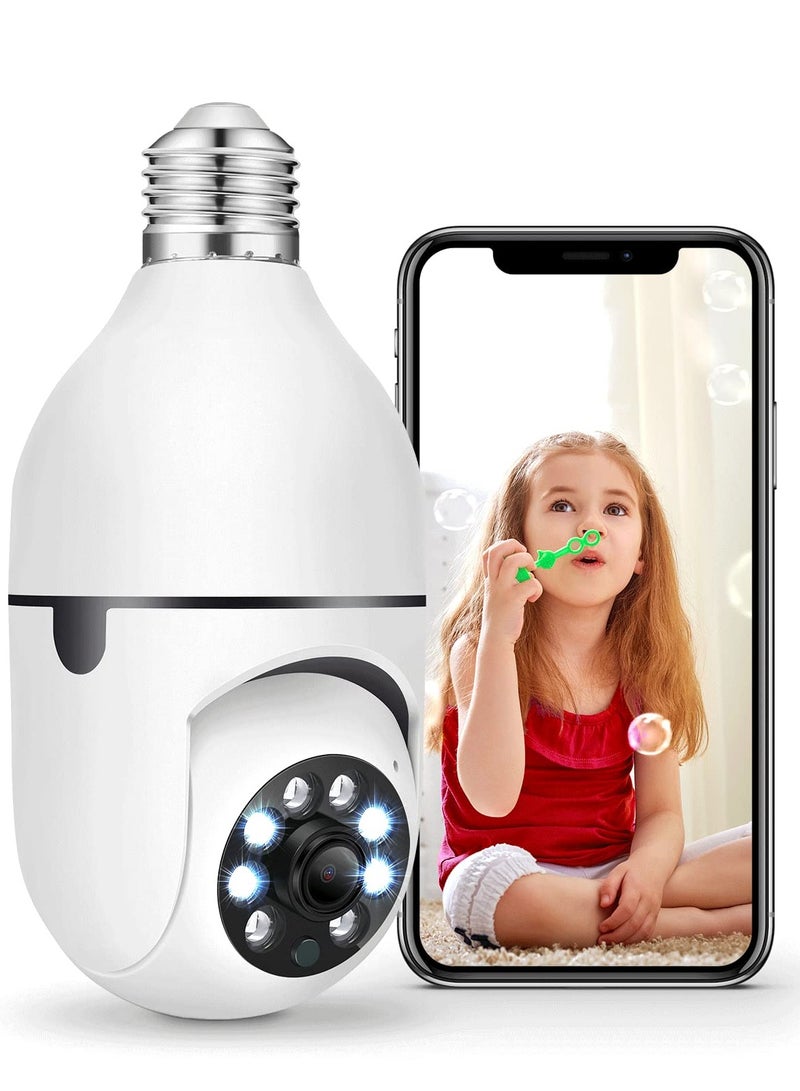 1080P Wireless Wifi Pan Tilt Light Bulb Security Camera 360 Degrees 3.0MP Cam Home Surveillance CCTV IP Camera With Night Vision Two Way Audio Smart Motion Detection