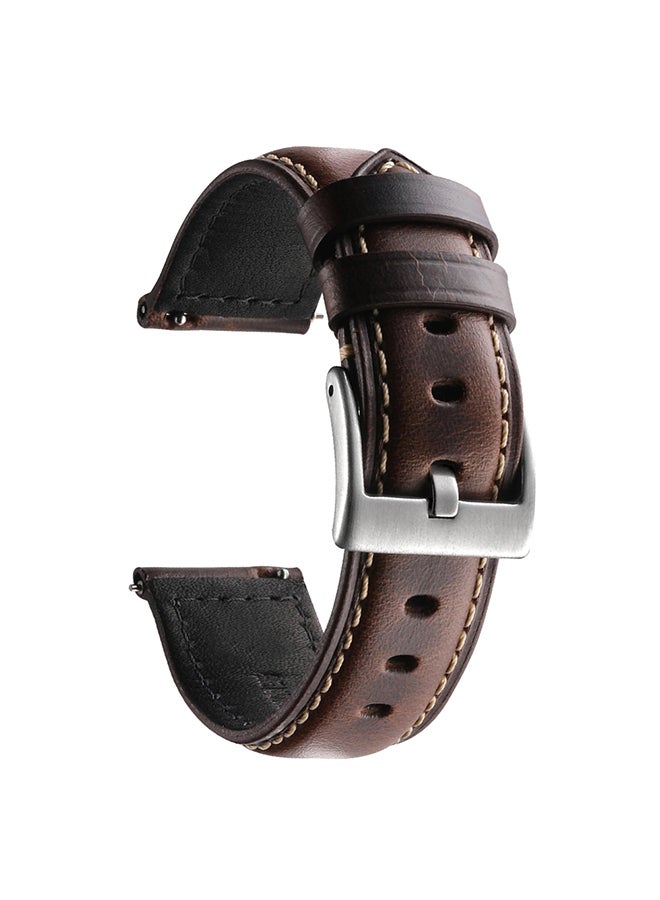 Leather Strap for Samsung Galaxy Watch 3 45mm/Galaxy Watch 46mm/Gear S3 Frontier/Classic, 22mm Genuine Leather Replacement Wristband - Dark Brown