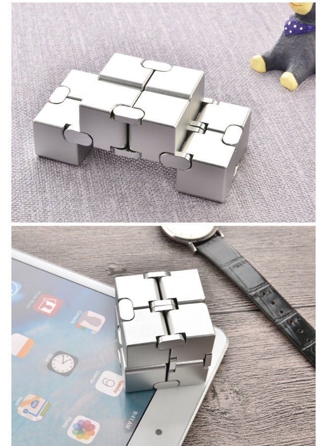 Metal Infinity Cube Toy For Kids Teens And Adults Best Desk Gadget And Sensory Tool For Fidgeting Anxiety And Stress Relief Cool Office Decor And Gift For Men In Metal Aluminum Fidget Toy